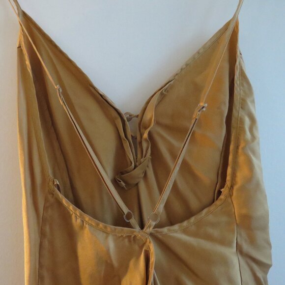 VINTAGE VICTORIA'S SECRET Gold Label 100% Silk Slip Dress in Gold Y2K - Sz L - Picture 10 of 11